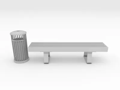 Bench Park 26 Low-poly 3D model