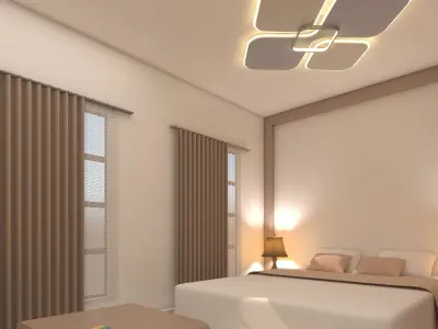 Bedroom modern with walls and accents 3D model