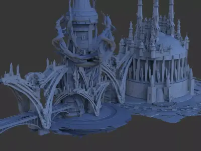 Victorian Cyberpunk bridge 2 3D model