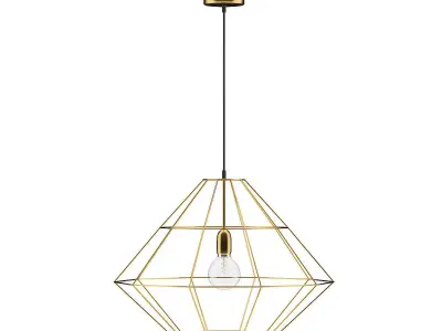 Golden Wire Ceiling Lamp 3D model