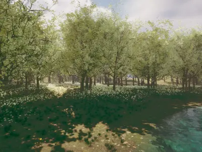 Forest Lake Oasis 3d scene 3D model