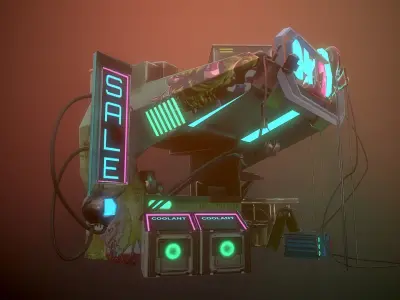Sci-fi Shop Low-poly 3D model