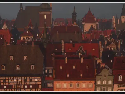 Old European Town Low-poly 3D model