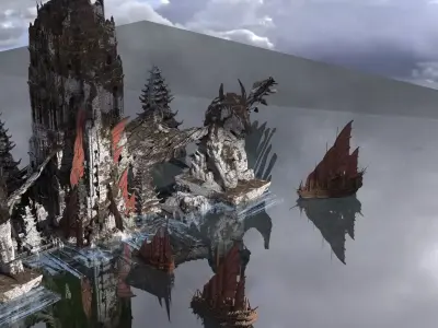 Asian samurai Ruins Kit bash  3D model