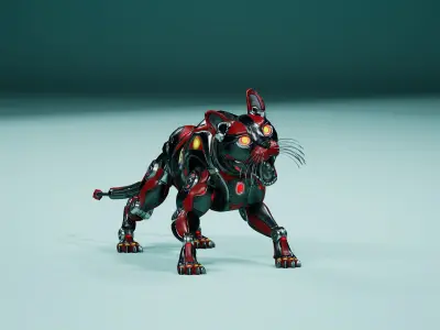 Sci-Fi Cat Low-poly 3D model