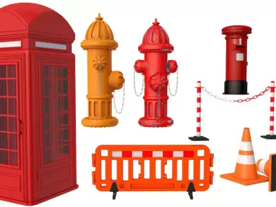 3D Street Elements Collection 3D model