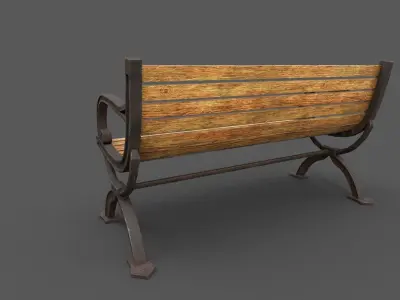 Street Bench Pack 6 Low-poly 3D model