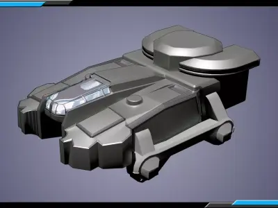 Sci-Fi Starship with Interior Base Mesh 01 Low-poly 3D model