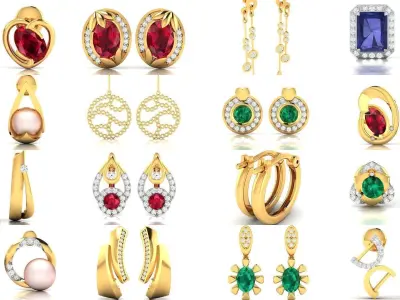 98 LIGHT WT EARRINGS  3D Model Pack