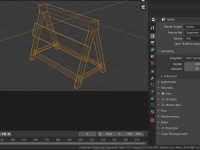 Wooden Barricade Medium Low-poly 3D model