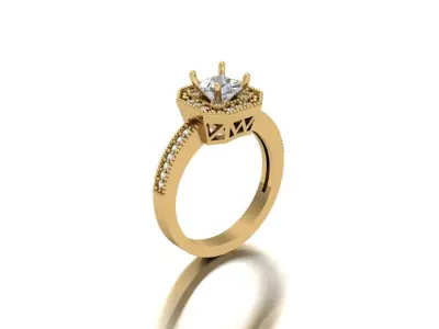 Regal Radiance The Princess Cut Diamond Double Halo Ring 3D print model
