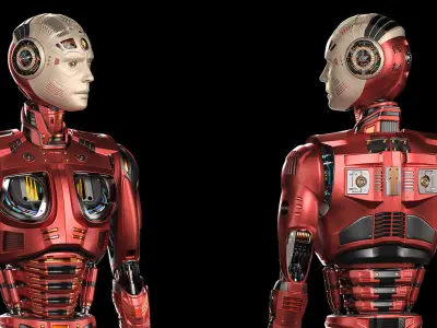 Futuristic Robot Man 2-5B Rigged 3D model