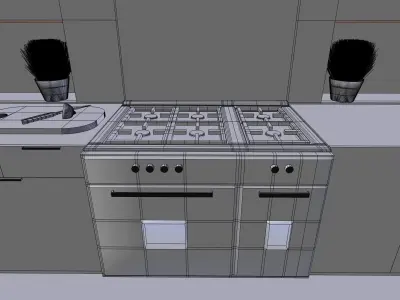 The Kitchen modern with cabinets 3D model