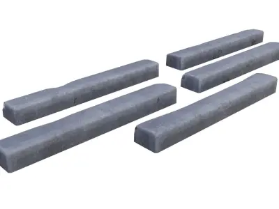 Curb set of concrete blocks Low-poly 3D model