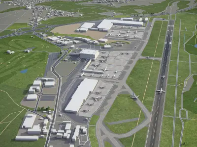 Luxembourg - Airport - LUX Low-poly 3D model