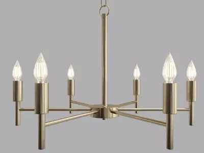 6 Lights Modern Pendant Lighting Golden Ceiling 3D model