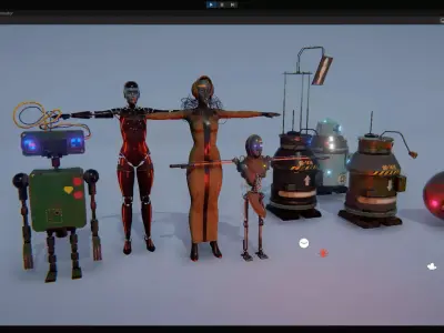 Robots Pack Low-poly 3D model
