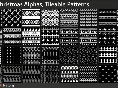 100 Christmas Alphas Tileable Patterns  Texture
