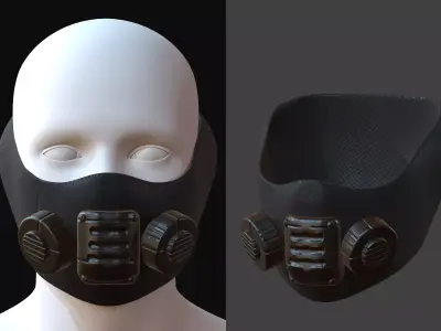 Gas mask helmet 3d model scifi Low-poly  Low-poly 3D model