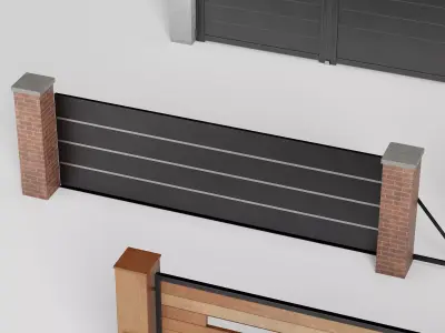 Modern Outdoor Gate Fence Sliding Pack PBR Game Ready Low-poly 3D model