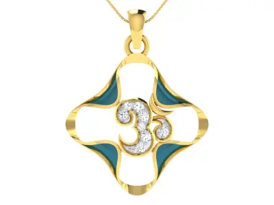 light weight yellow gold  diamond pendent -ZA PN 2116 3D print model