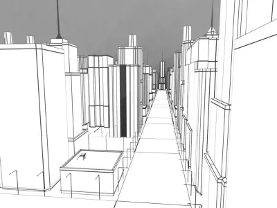 Cityscape city with skyscrapers Low-poly 3D model