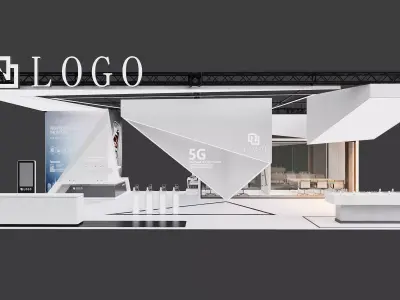 Minimal Tech Exhibition Booth Stand 3D model