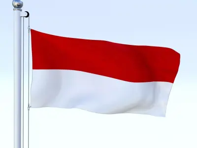 Animated Monaco Flag Low-poly 3D model