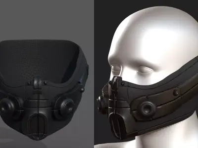 Gas mask respirator scifi futuristic 3d  Low-poly 3D model