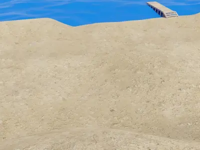 Outdoor Sandy Beach Shore with Wooden Pier 3D model
