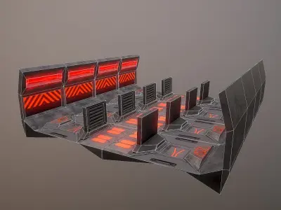 Sci-fi Corridor  Low-poly 3D model