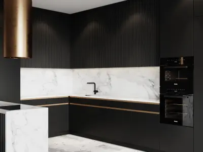 Kitchen 4 modern gold 3D model