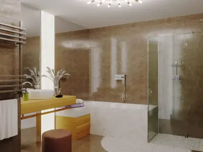 bathroom modern with walls and light fixtures 3D model