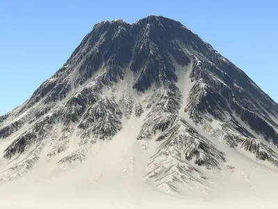 Snow-covered Volcano Low-poly 3D model