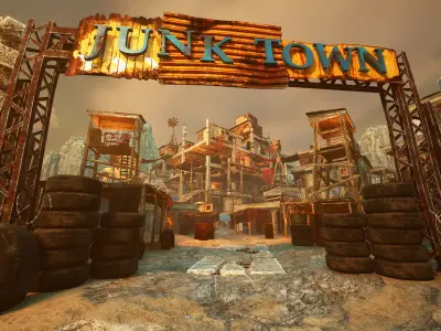 Junk town Low-poly 3D model