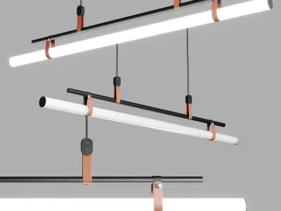 Lucien Tube Chandelier - Leather pendant light - decorlyn Low-poly 3D model