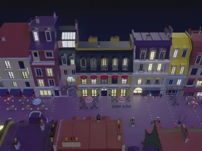 Metaverse Coffee Alley Low-poly 3D model