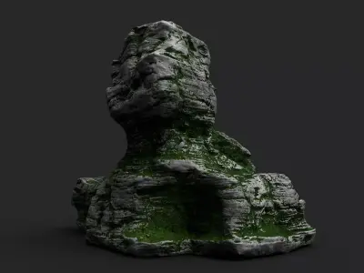 Mossy Cliff Rock 23-7 Low-poly 3D model