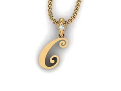 Alphabet V3 Light Gold  Font Pendant C 3D print model