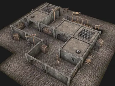 Medieval Prison Constructor  and Torture Pack Low-poly 3D model