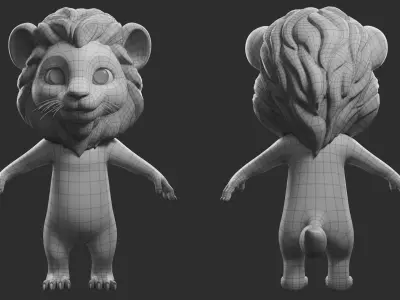 Cartoon Lion - Topology + UV Map