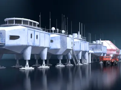  Antarctic Station Halley with Snow Vehicle 