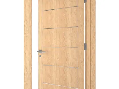Door-062 wooden door with glass panel 3D model