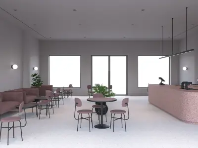 Slope Cafe Interior Scene 3D model