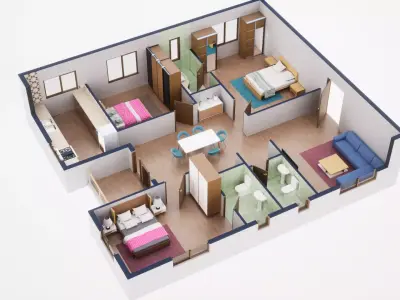 3D Floor Plan Model 49 3D model