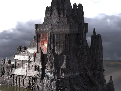 Ancient Stone dark Tower 2 3D model