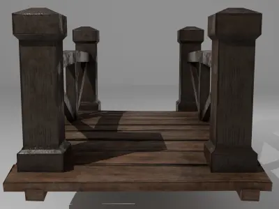 Wooden Bridge Low-poly 3D model