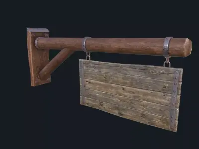 Wooden Signboard Low-poly  Low-poly 3D model
