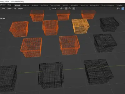 Sci fi Blocks Low-poly 3D model