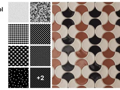 Fishscale Tiles in Wave Layout Texture